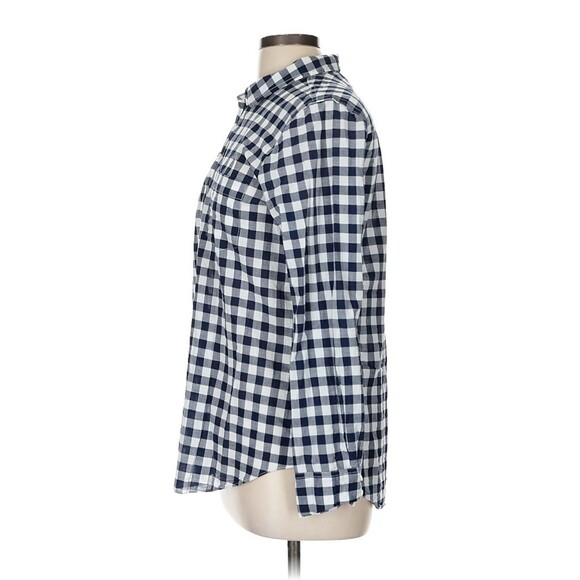 J. CREW Gingham Button Down Shirt Cotton Shirt Navy White Sz XS - Picture 2 of 9